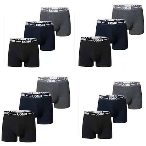 UOMO BOXER 12PACK ΜΑΥΡΟ ΜΠΛΕ ΓΚΡΙ MULTIPACK