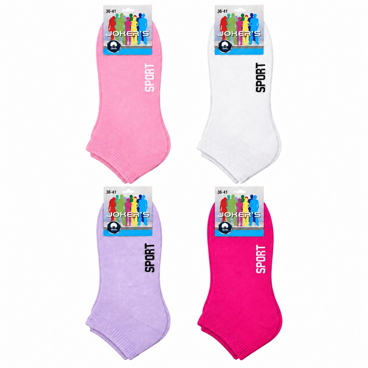 JOKERS unisex πετσετέ σοσόνια 4-pack ροζ λευκό λιλά φούξια