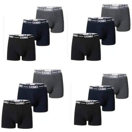 uomo boxer 12pack μαυρο μπλε γκρι multipa…