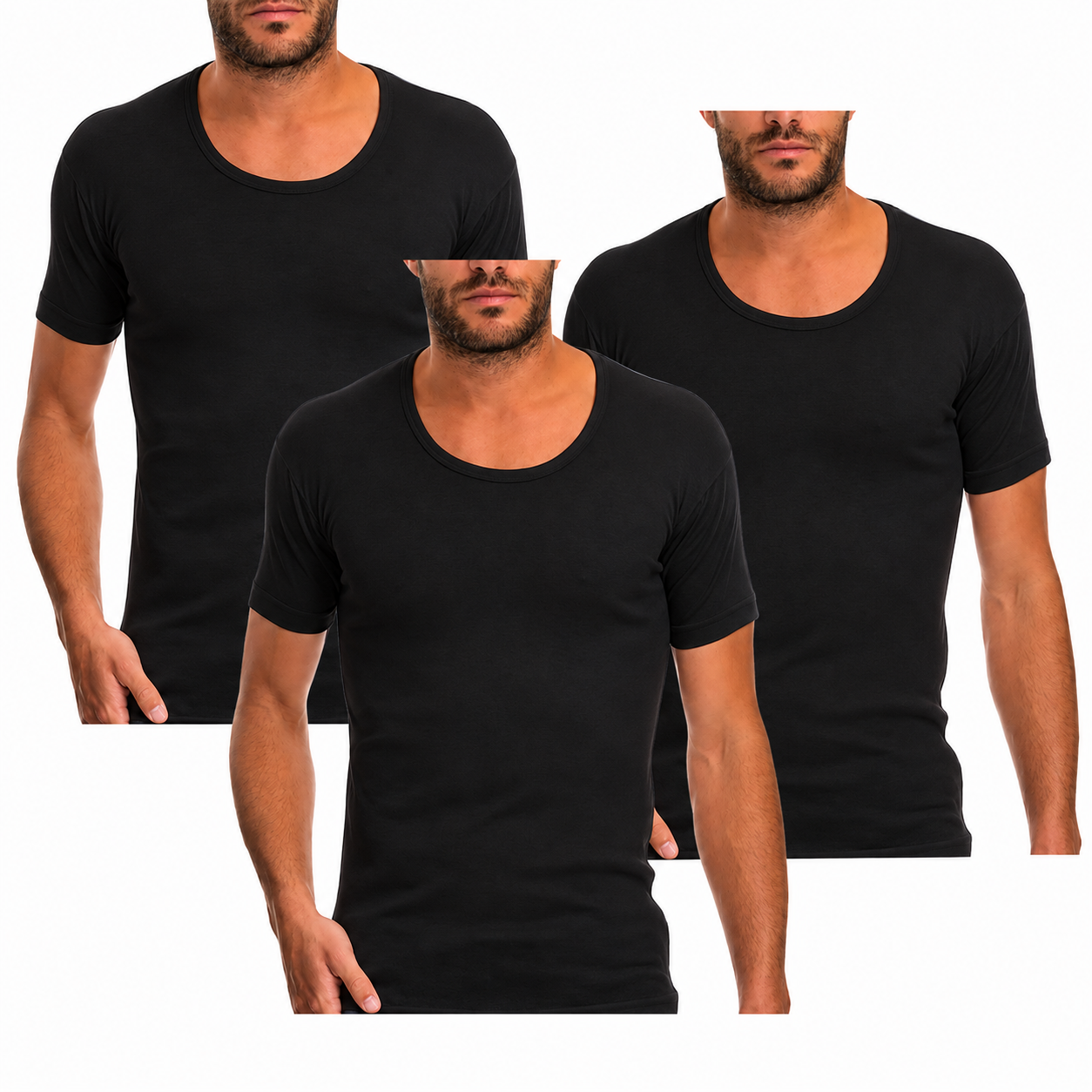 onurel-126-black-3pack Onurel Ανδρικές Φανέλες Κοντομάνικες σε Μάυρο Χρώμα 3Pack - Image 1