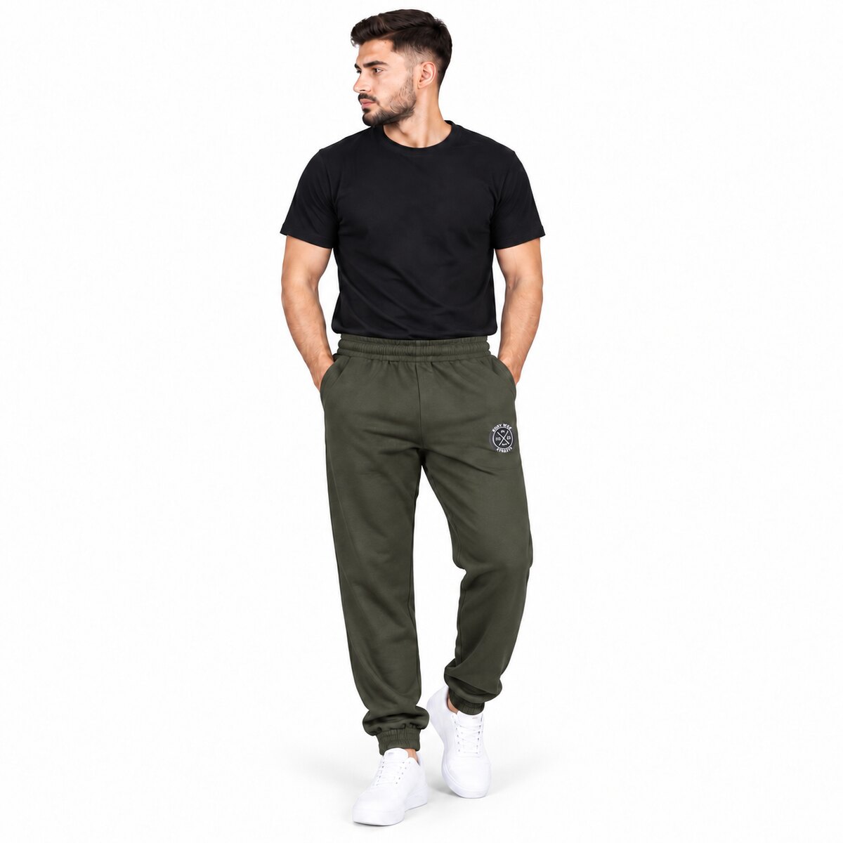 body-free-forma-lastixo-xaki-front φόρμα με λάστιχο Χακί BODY FREE – μπροστινή όψη