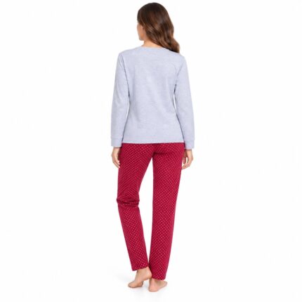 Γυναικεία ζεστή πιτζάμα 3127 γκρι με fleece εσωτερικά – πίσω όψη
