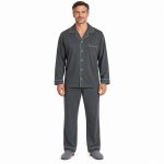 Ανδρική πιτζάμα 3164 με κουμπιά και fleece εσωτερικά – γκρι σκούρο