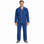Ανδρική πιτζάμα 3164 με κουμπιά και fleece εσωτερικά – μπλε σκούρο