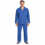 Ανδρική πιτζάμα 3164 με κουμπιά και fleece εσωτερικά – μπλε ραφ