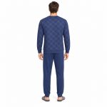 Ανδρική πιτζάμα 556 με καρό σχέδιο και fleece εσωτερικά – μπλε σκούρο – πίσω