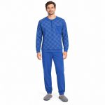 Ανδρική πιτζάμα 556 με καρό σχέδιο και fleece εσωτερικά – ρουά