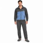 Ανδρική πιτζάμα fleece YL200 γκρι σιέλ με φερμουάρ – μπροστά