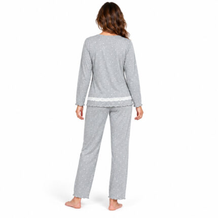 Γυναικεία ζεστή πιτζάμα 9106 γκρι με fleece εσωτερικά – πίσω όψη