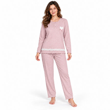 Γυναικεία ζεστή πιτζάμα 9106 σάπιο μήλο με fleece εσωτερικά – μπροστινή όψη