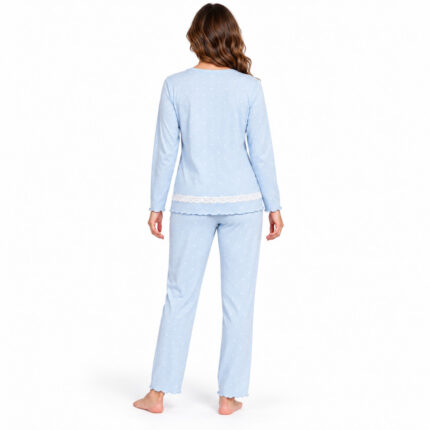 Γυναικεία ζεστή πιτζάμα 9106 σιέλ με fleece εσωτερικά – πίσω όψη