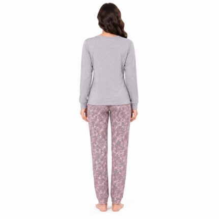 Γυναικεία ζεστή πιτζάμα 9107 γκρι με fleece εσωτερικά – πίσω όψη