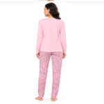 Γυναικεία ζεστή πιτζάμα 9107 ροζ με fleece εσωτερικά – πίσω όψη