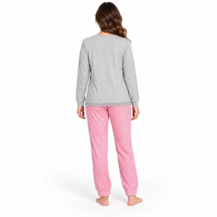 Γυναικεία ζεστή πιτζάμα 9122 γκρι με fleece εσωτερικά – πίσω όψη