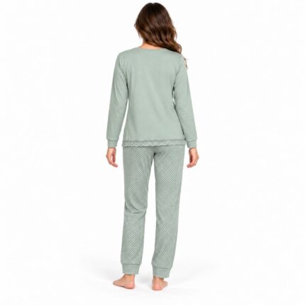 Γυναικεία ζεστή πιτζάμα 9122 απαλό βεραμάν με fleece εσωτερικά – πίσω όψη