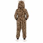 Παιδική ολόσωμη πιτζάμα fleece Κ9104-4 λεοπάρ για κορίτσι – πίσω όψη