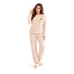 Γυναικεία fleece πιτζάμα Q2613 μπεζ – μπροστινή όψη