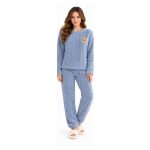Γυναικεία fleece πιτζάμα Q2613 μπλε ραφ – μπροστινή όψη